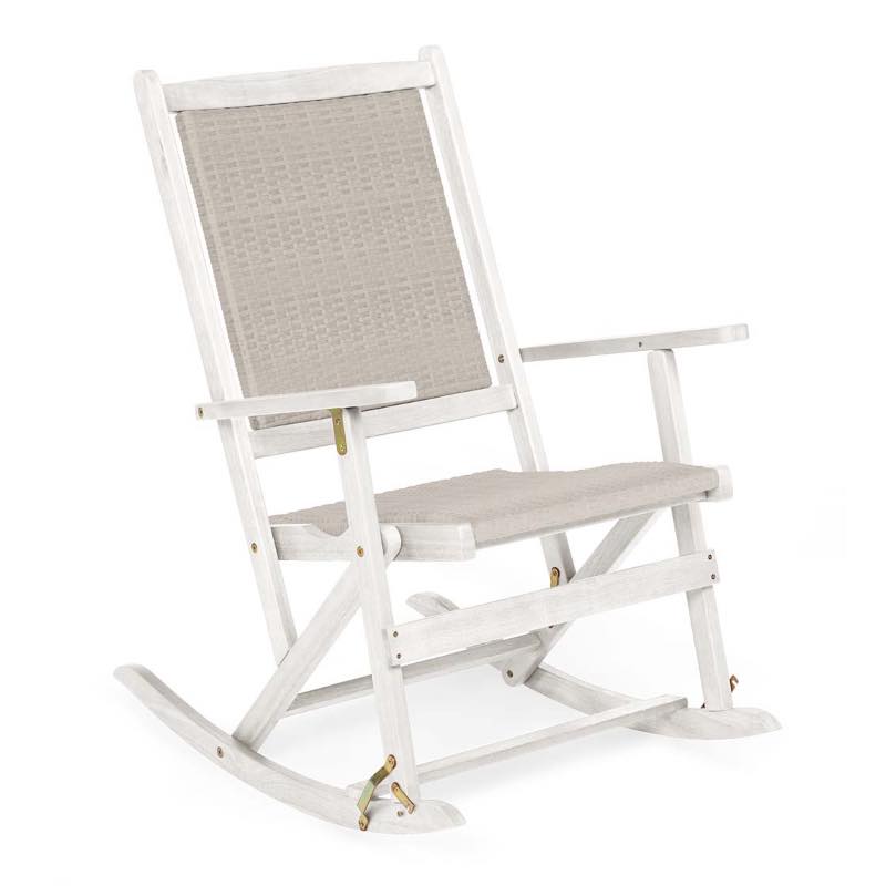 Outdoor Folding Eucalyptus Outdoor Rocker - Ivory